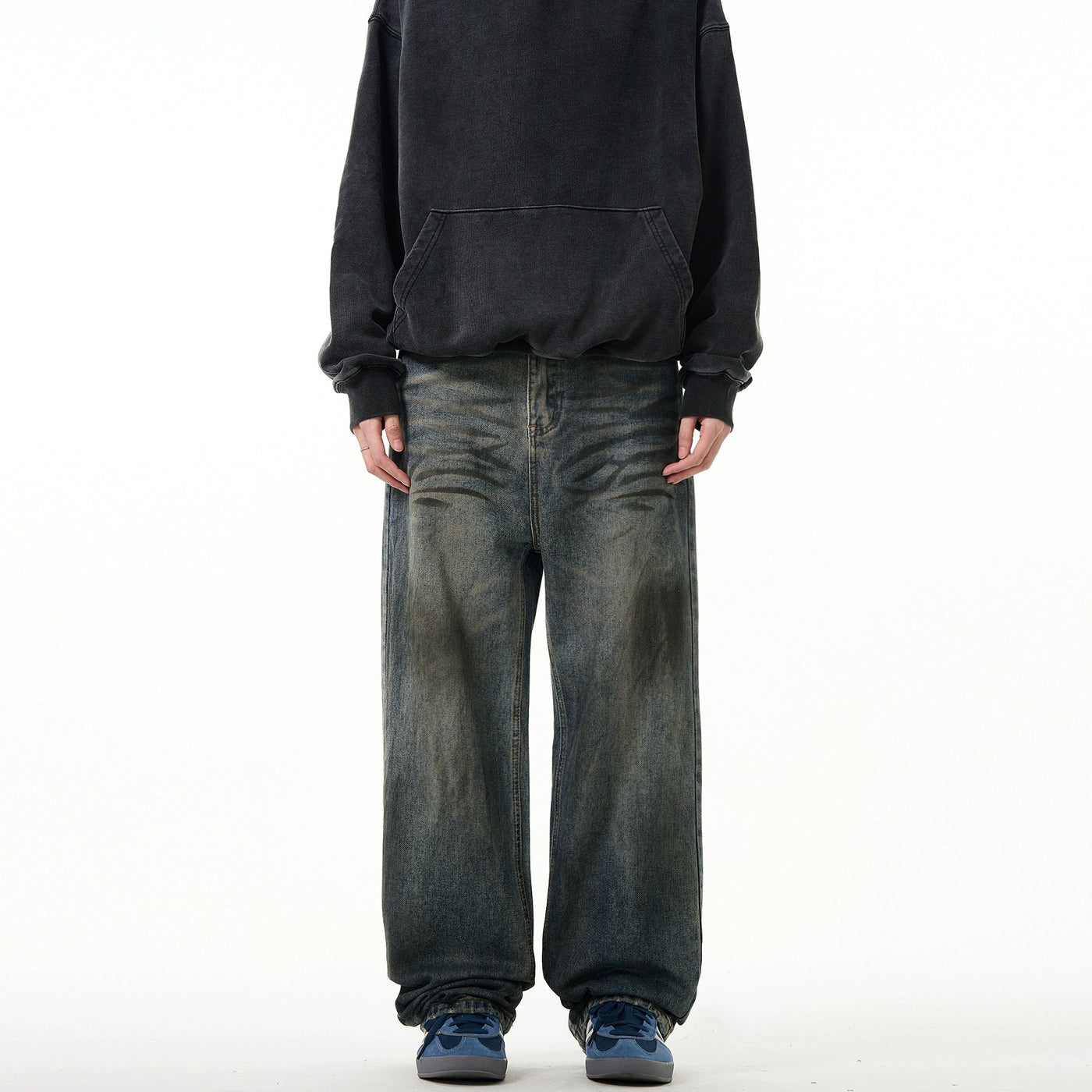 Whisker Smudges Washed Jeans Korean Street Fashion Jeans By Mad Witch Shop Online at OH Vault