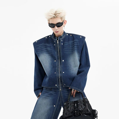 Faded Buttons Detachable Denim Jacket Korean Street Fashion Jacket By Slim Black Shop Online at OH Vault