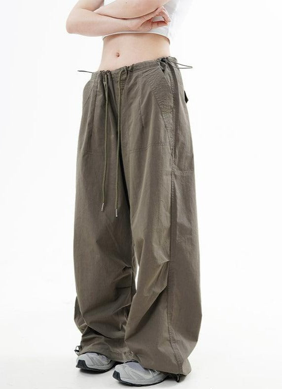 【COOR】 Drawstring Parachute Pants / 追跡付 Girls Nylon Parachute Pants