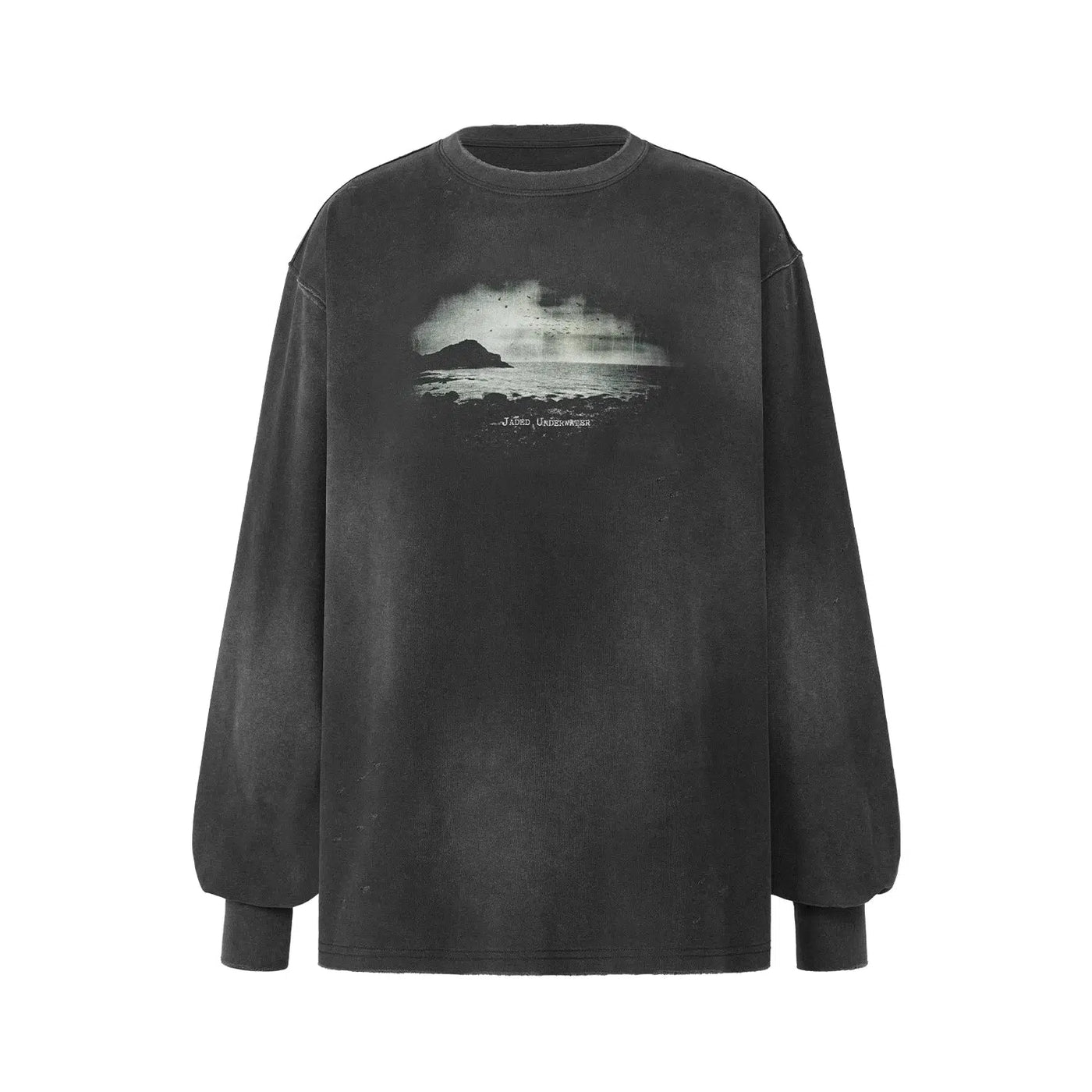 Scenery Graphic Washed Crewneck Korean Street Fashion Crewneck By Underwater Shop Online at OH Vault