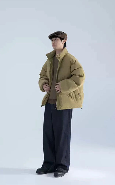 Corduroy Zip-Up Puffer Jacket Korean Street Fashion Jacket By Mentmate Shop Online at OH Vault