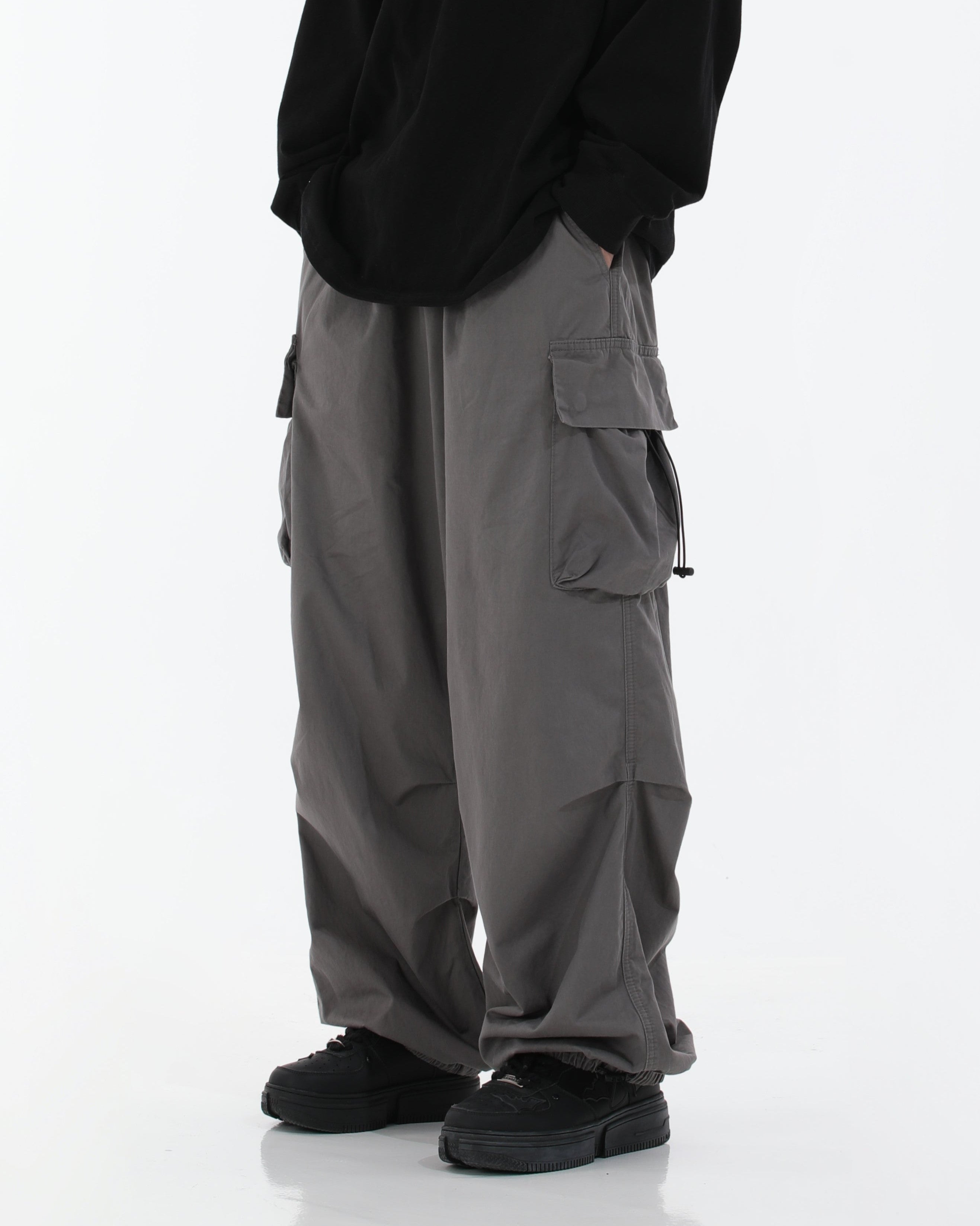 High-Waist Drawstring Parachute Pants