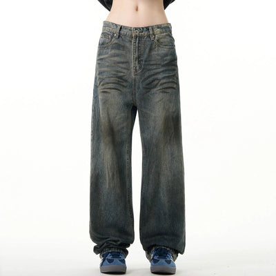 Whisker Smudges Washed Jeans Korean Street Fashion Jeans By Mad Witch Shop Online at OH Vault
