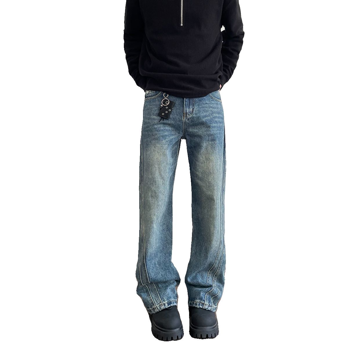 Distressed Structured Jeans Korean Street Fashion Jeans By A PUEE Shop Online at OH Vault
