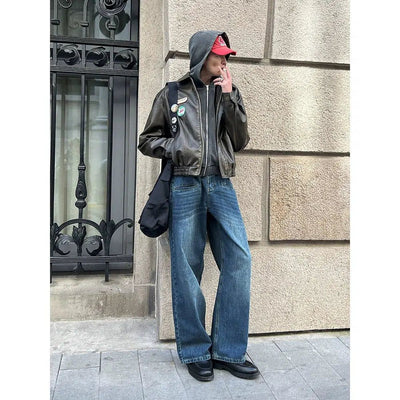 Straight Leg Bootcut Jeans Korean Street Fashion Jeans By Country Moment Shop Online at OH Vault