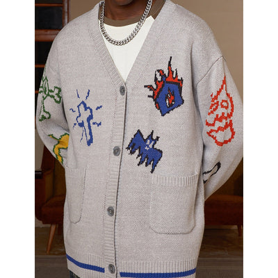 Patches Logo Knit Cardigan Korean Street Fashion Cardigan By Donsmoke Shop Online at OH Vault