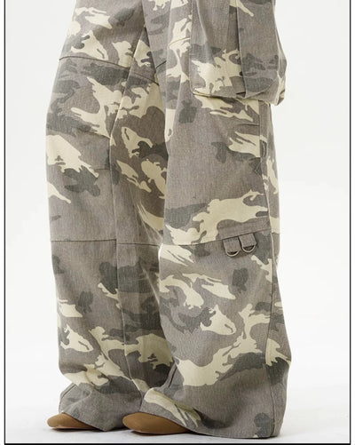 Faded Light Camo Cargo Pants Korean Street Fashion Pants By 77Flight Shop Online at OH Vault