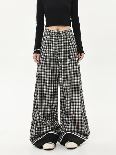 B&W Checked Loose Fit Pants Korean Street Fashion Pants By Blacklists Shop Online at OH Vault