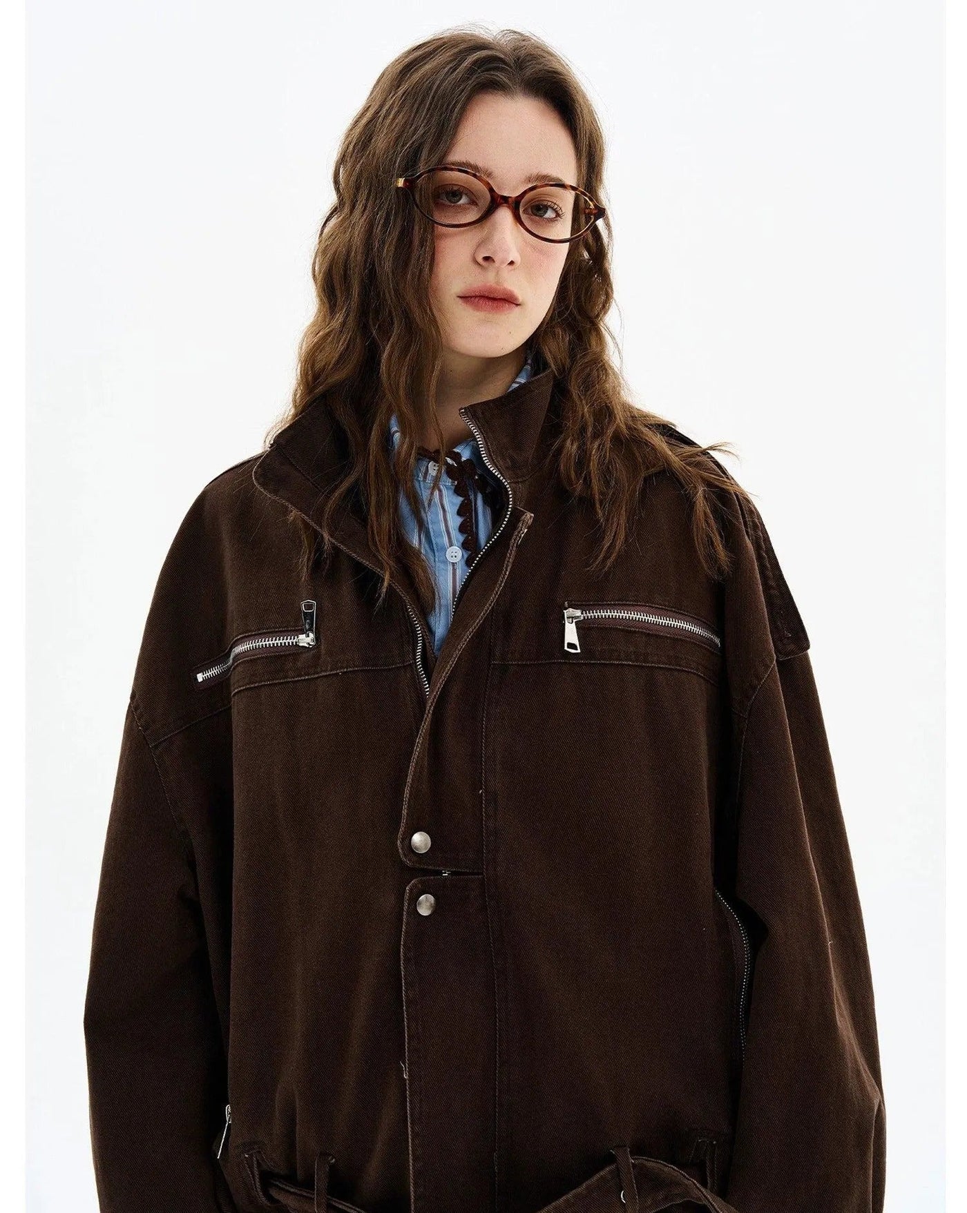 Zipped Pocket Buckled Strap Short Jacket Korean Street Fashion Jacket By MaxDstr Shop Online at OH Vault