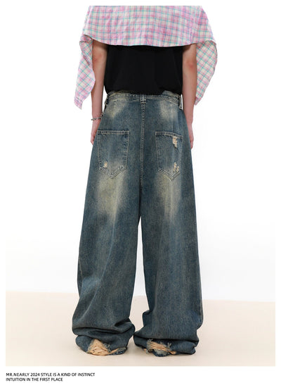 Washed Wide Cut Jeans Korean Street Fashion Jeans By Mr Nearly Shop Online at OH Vault