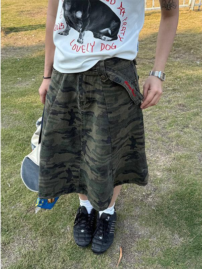 Washed Camouflage Skirt Korean Street Fashion Skirt By Made Extreme Shop Online at OH Vault