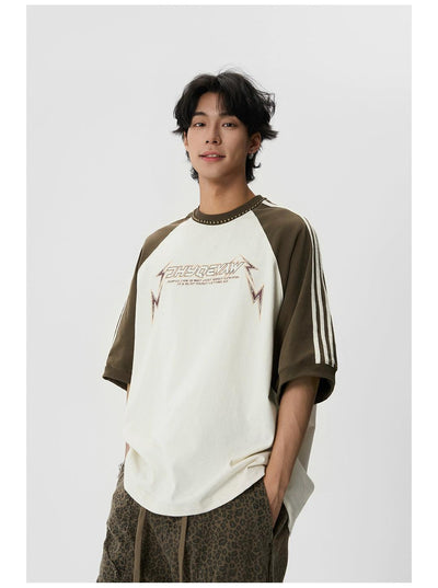 Distressed Print Three-Bar T-Shirt Korean Street Fashion T-Shirt By JHYQ Shop Online at OH Vault