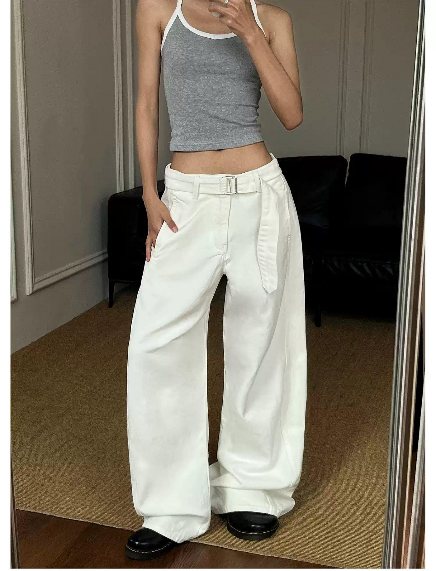 Detachable Belt Strap Wide Jeans Korean Street Fashion Jeans By MaxDstr Shop Online at OH Vault