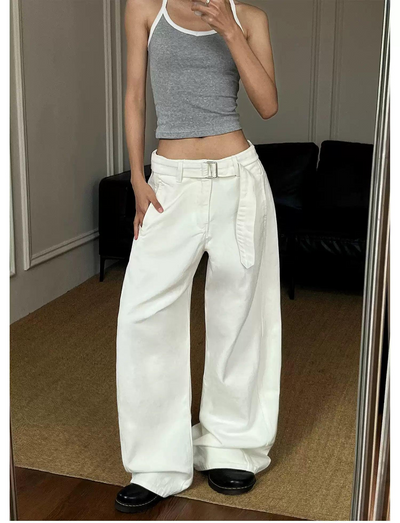 Detachable Belt Strap Wide Jeans Korean Street Fashion Jeans By MaxDstr Shop Online at OH Vault