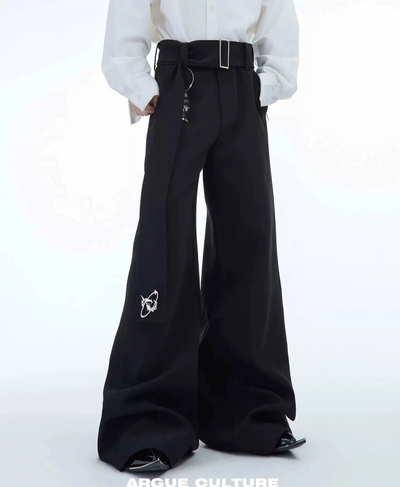 Logo Embellished Belted Trousers Korean Street Fashion Trousers By Argue Culture Shop Online at OH Vault