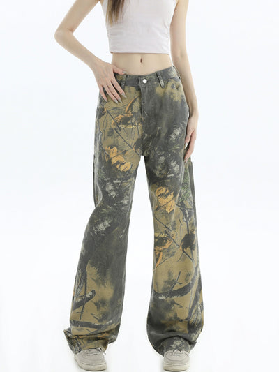 Tree Branch Camo Jeans Korean Street Fashion Jeans By INS Korea Shop Online at OH Vault