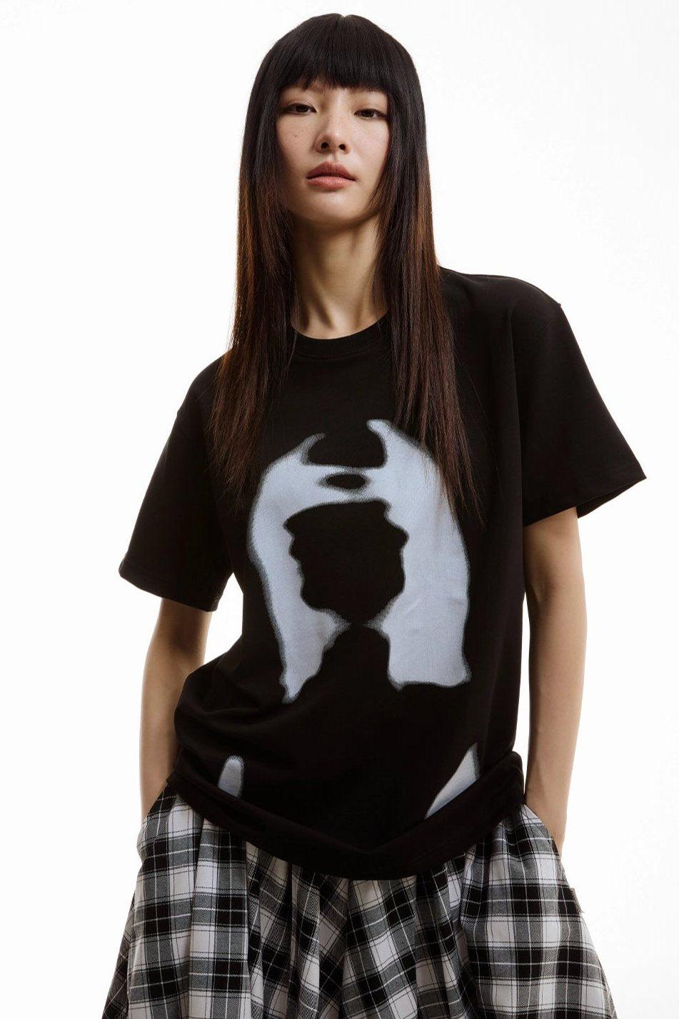 Silhouette Grainy Graphic T-Shirt Korean Street Fashion T-Shirt By Funky Fun Shop Online at OH Vault