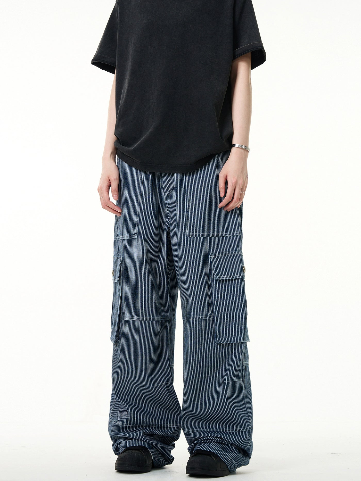 Bank Stripes Cargo Jeans Korean Street Fashion Jeans By Mad Witch Shop Online at OH Vault