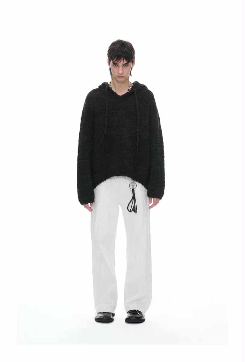 Drawstring Wool Blend Hooded Sweater Korean Street Fashion Sweater By Terra Incognita Shop Online at OH Vault