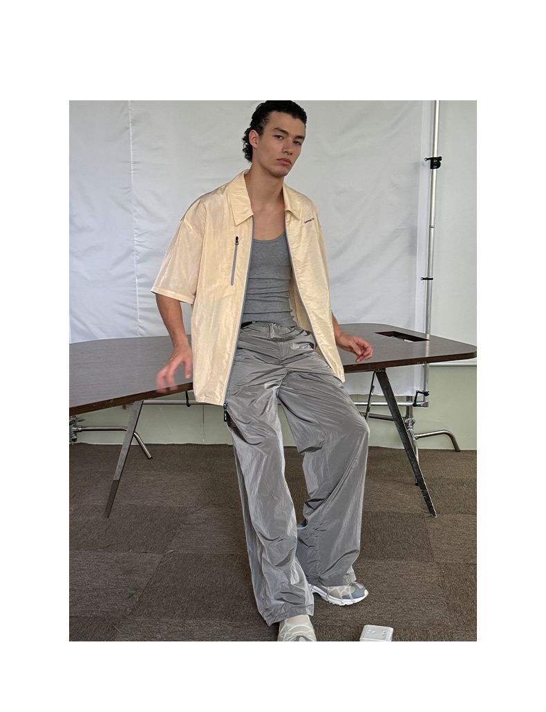Loose Fit Shiny Track Pants Korean Street Fashion Pants By UMAMIISM Shop Online at OH Vault
