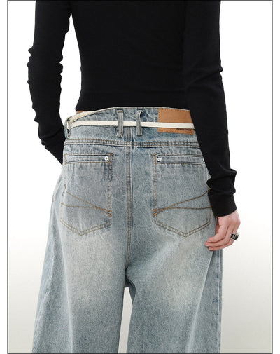 Washed Waist String Jeans Korean Street Fashion Jeans By Mr Nearly Shop Online at OH Vault