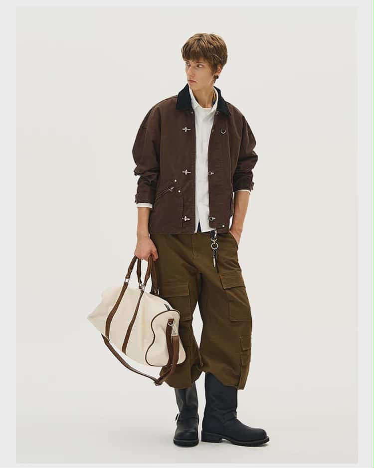 Contrast Collar Fireman Clasp Jacket Korean Street Fashion Jacket By Mad Witch Shop Online at OH Vault