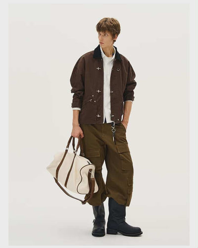 Contrast Collar Fireman Clasp Jacket Korean Street Fashion Jacket By Mad Witch Shop Online at OH Vault