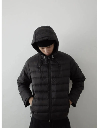 Solid Hooded Quilted Down Jacket Korean Street Fashion Jacket By In Knots Shop Online at OH Vault