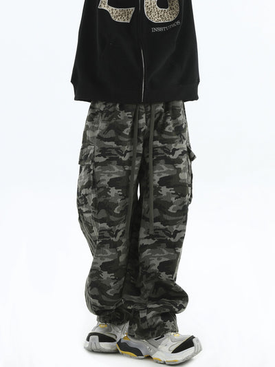 Drawstring Three-Bar Camo Cargo Pants Korean Street Fashion Pants By INS Korea Shop Online at OH Vault