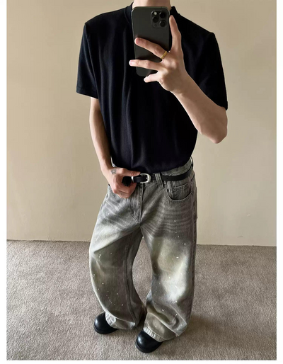 Distressed Ink-Splash Jeans Korean Street Fashion Jeans By MaxDstr Shop Online at OH Vault