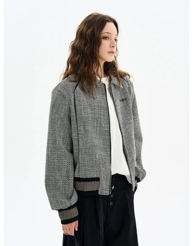Houndstooth Knitted Hem Jacket Korean Street Fashion Jacket By MaxDstr Shop Online at OH Vault