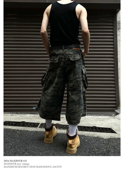 Camo Print Cargo Shorts Korean Street Fashion Shorts By MaxDstr Shop Online at OH Vault