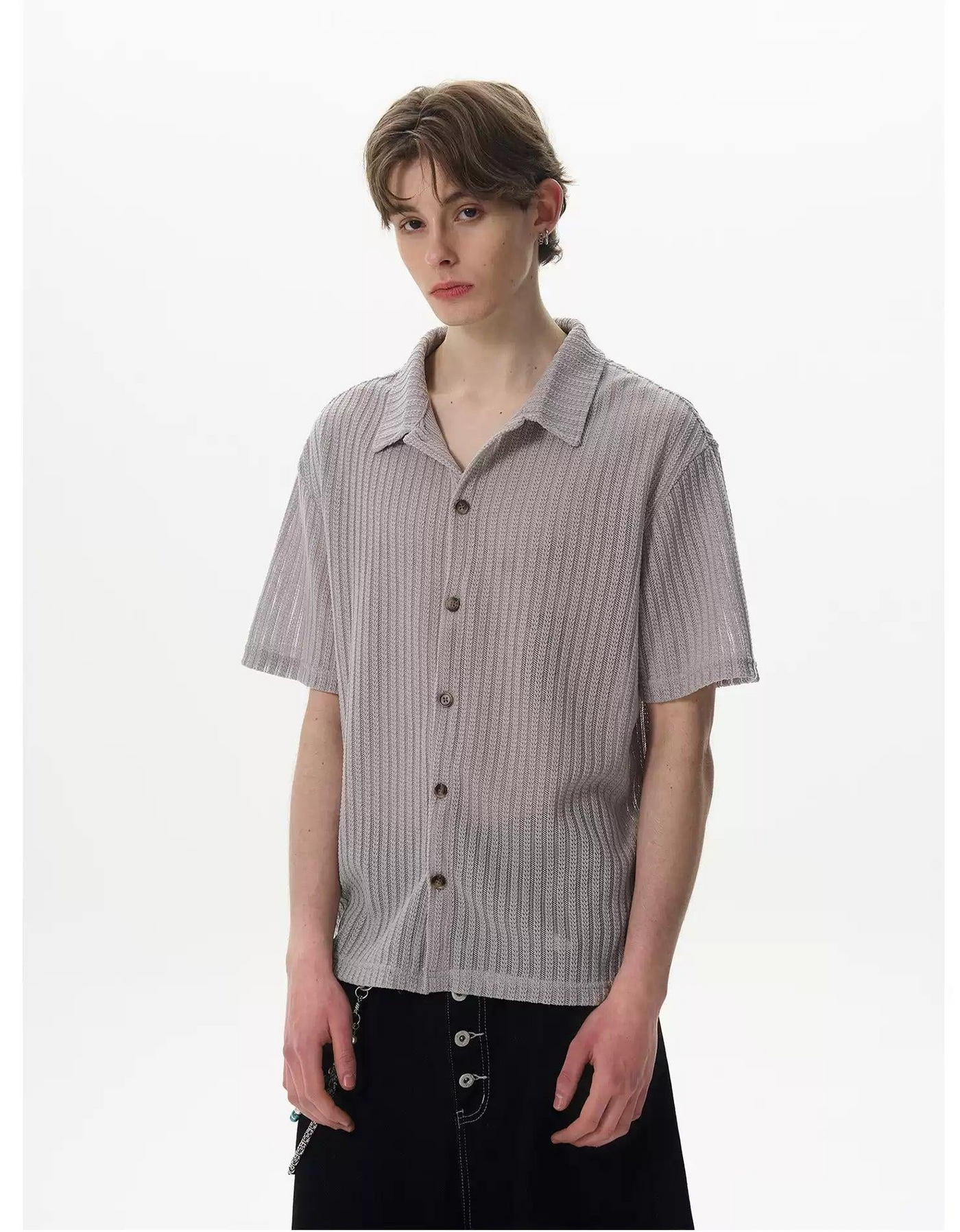 Cut-Out Slouchy Knit Shirt Korean Street Fashion Shirt By MaxDstr Shop Online at OH Vault