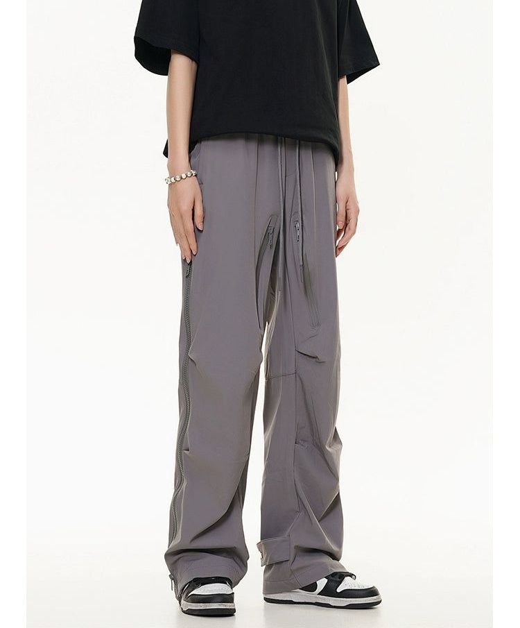 Rivet Buttons Zipped Slit Pants Korean Street Fashion Pants By Made Extreme Shop Online at OH Vault
