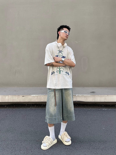 Fade Spots Denim Shorts Korean Street Fashion Shorts By Blacklists Shop Online at OH Vault