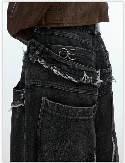 Washed Tassel Wide Jeans Korean Street Fashion Jeans By Argue Culture Shop Online at OH Vault