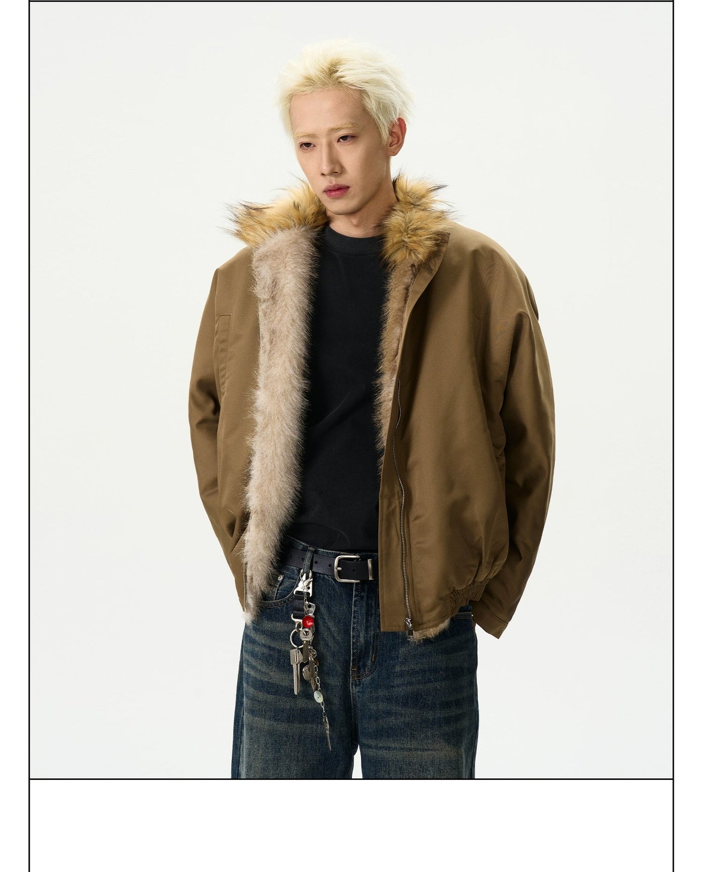 Fur Trimmed Contrast Jacket Korean Street Fashion Jacket By A PUEE Shop Online at OH Vault