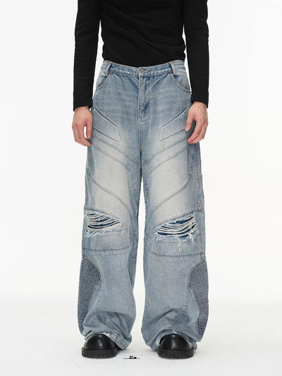 Distressed & Washed Multi-Detail Jeans Korean Street Fashion Jeans By Blind No Plan Shop Online at OH Vault