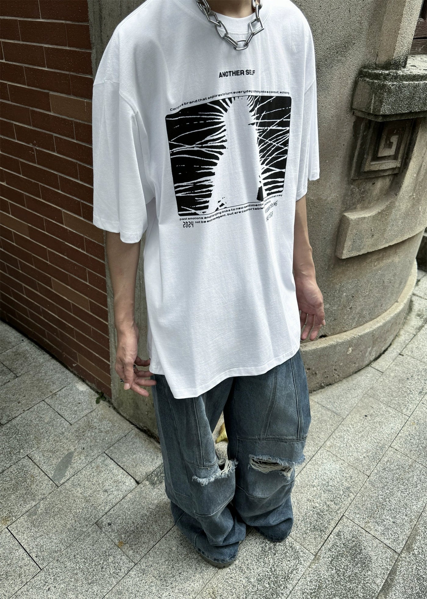 B&W Graphic T-Shirt Korean Street Fashion T-Shirt By Ash Dark Shop Online at OH Vault