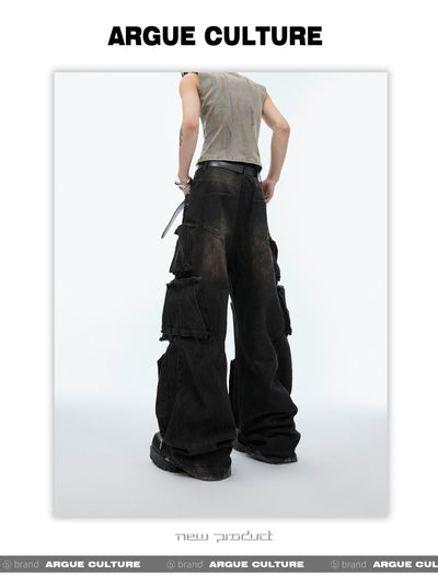 Hand-Painted Ripped Cargo Jeans Korean Street Fashion Jeans By Argue Culture Shop Online at OH Vault