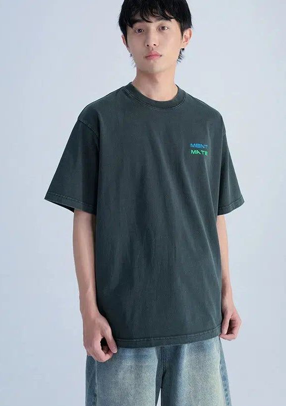 Back Gradient Logo T-Shirt Korean Street Fashion T-Shirt By Mentmate Shop Online at OH Vault