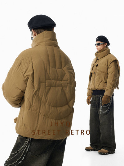 Detachable Vest Quilted Down Jacket Korean Street Fashion Jacket By JHYQ Shop Online at OH Vault