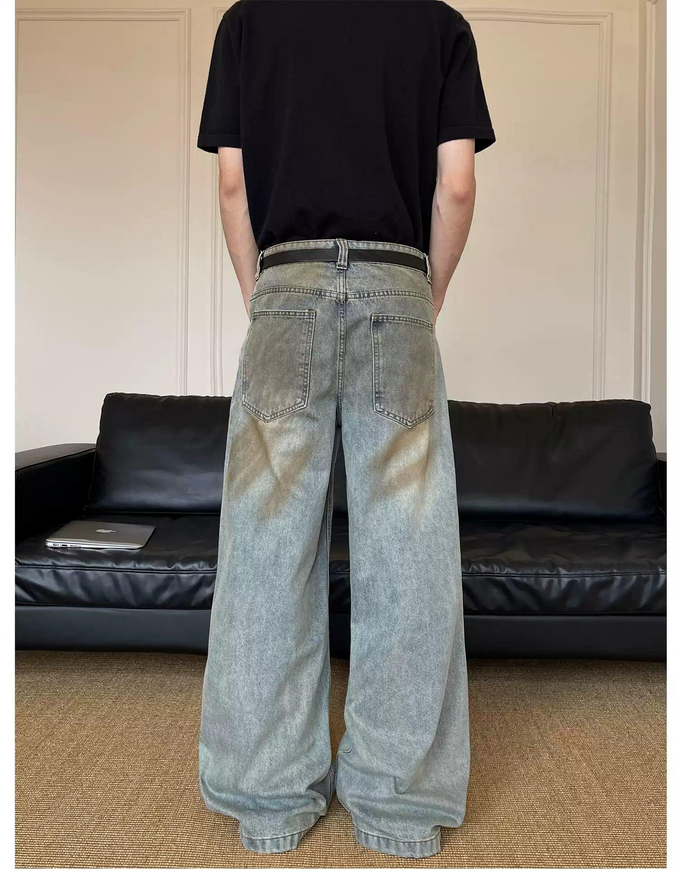 Dirty Dyed Wide Leg Jeans Korean Street Fashion Jeans By MaxDstr Shop Online at OH Vault