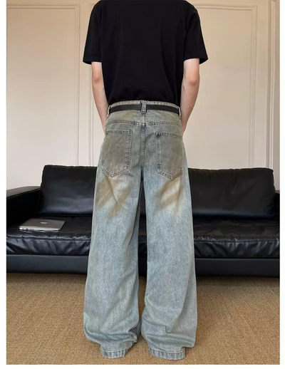 Dirty Dyed Wide Leg Jeans Korean Street Fashion Jeans By MaxDstr Shop Online at OH Vault