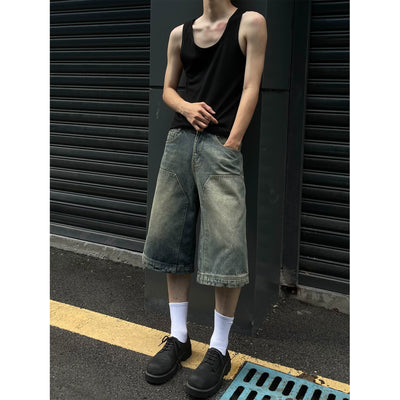Faded Workwear Denim Shorts Korean Street Fashion Shorts By MaxDstr Shop Online at OH Vault