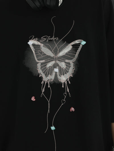 Dyed Butterfly Print T-Shirt Korean Street Fashion T-Shirt By INS Korea Shop Online at OH Vault