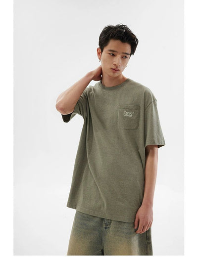Pocket Logo Casual T-Shirt Korean Street Fashion T-Shirt By Crying Center Shop Online at OH Vault