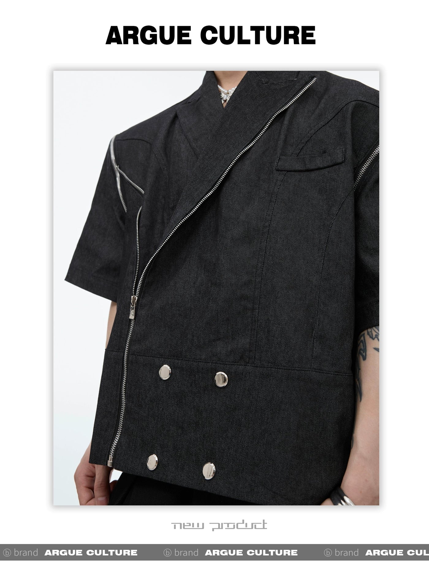 Metal Zipped Detachable Denim Shirt Korean Street Fashion Shirt By Argue Culture Shop Online at OH Vault