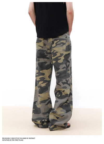 Washed Camo Print Pants Korean Street Fashion Pants By Mr Nearly Shop Online at OH Vault