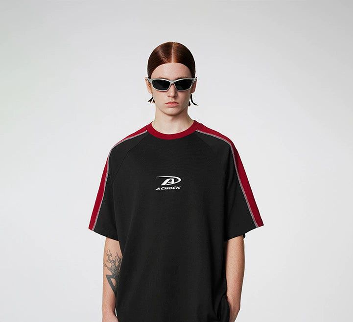 Contrast Sleeve Regular T-Shirt Korean Street Fashion T-Shirt By A Chock Shop Online at OH Vault